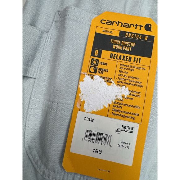 Carhartt Women's Force Relaxed Fit Ripstop Work Pant Light Blue XL NWT - Picture 7 of 7